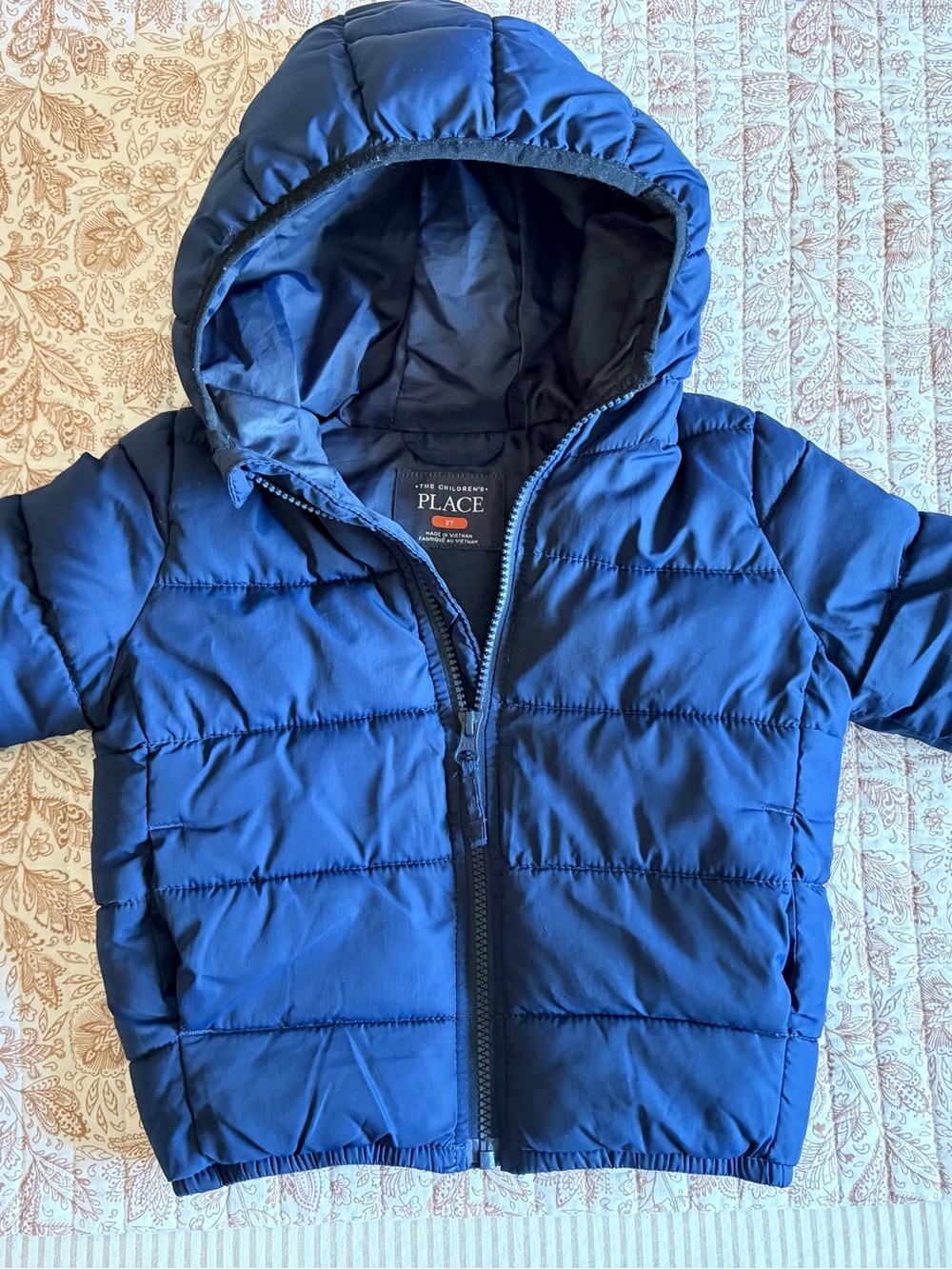 The Children's Place Navy Blue Puffer Jacket with Hood